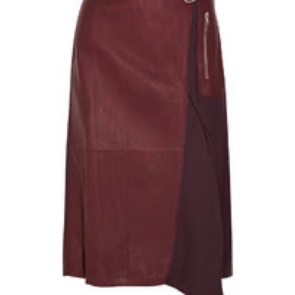 3.1 Phillip Lim Leather-Wool Flight Detail Skirt, Crimson sz 8 - Picture 8 of 16